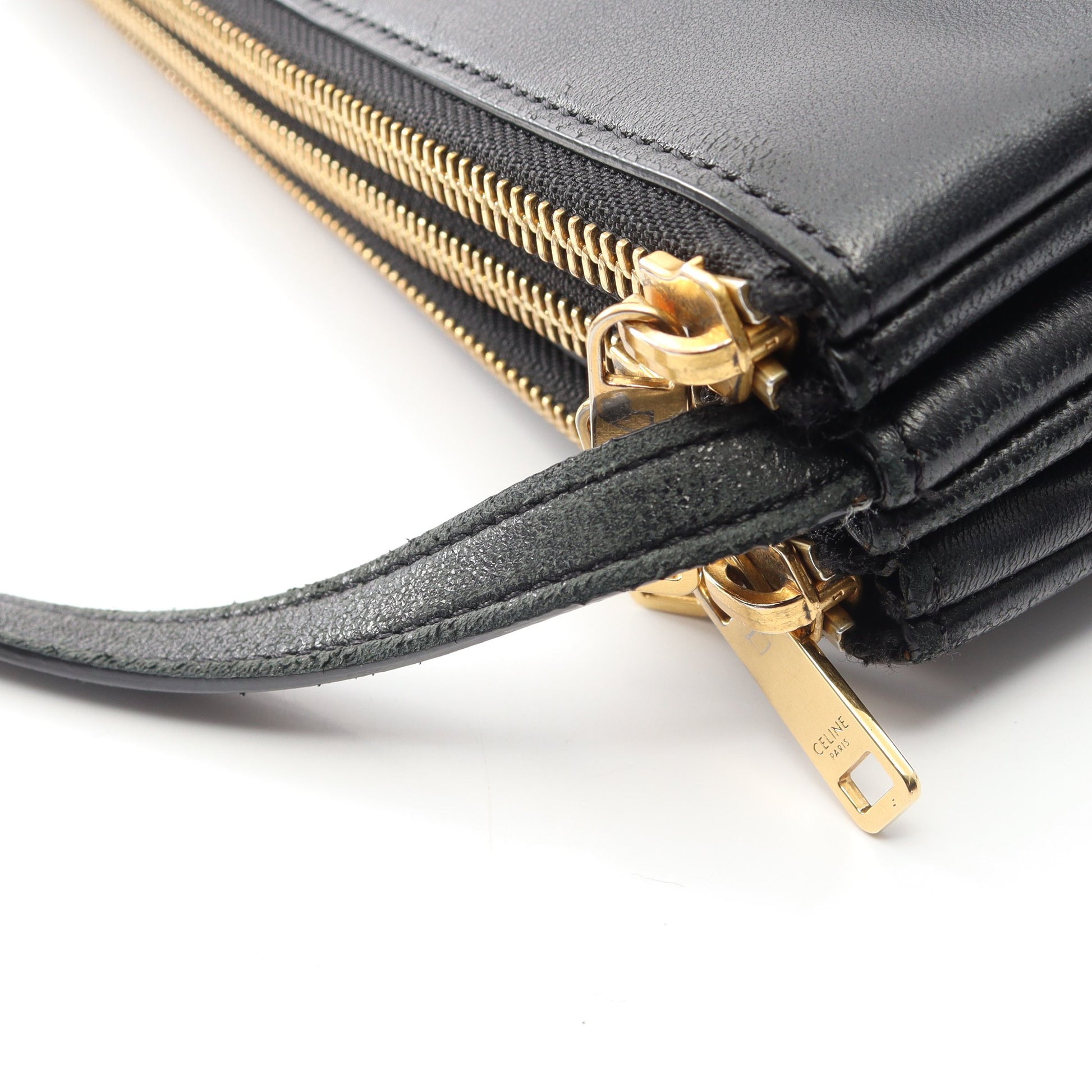 TRIO LARGE トリオ ラージ ショルダーバッグ レザー ブラック セリーヌ バッグ CELINE