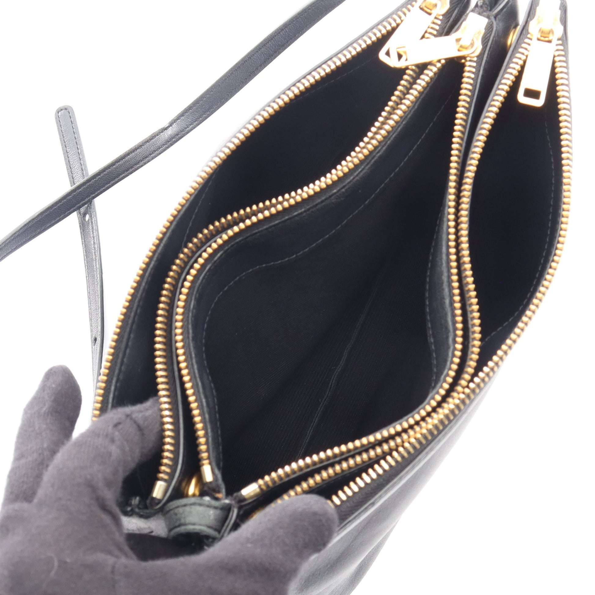 TRIO LARGE トリオ ラージ ショルダーバッグ レザー ブラック セリーヌ バッグ CELINE