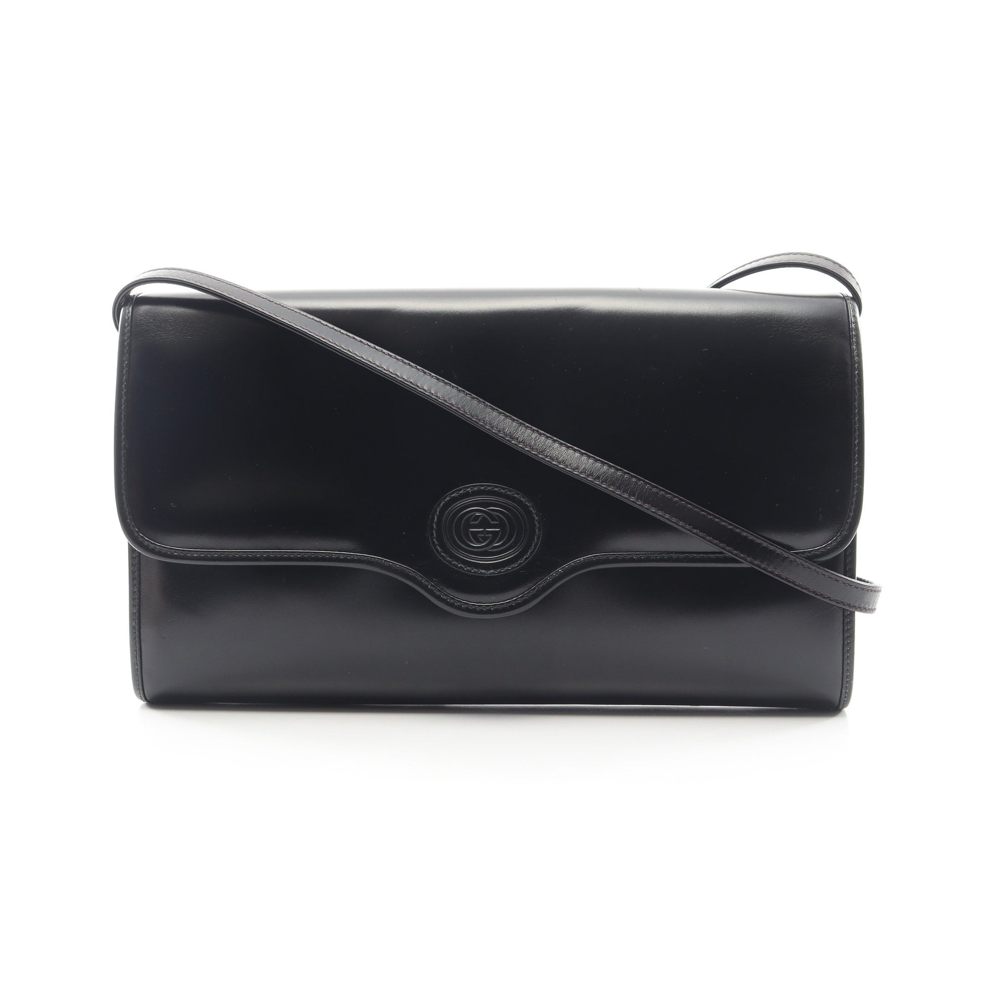 インターロッキングG ショルダーバッグ レザー ブラック グッチ バッグ GUCCI