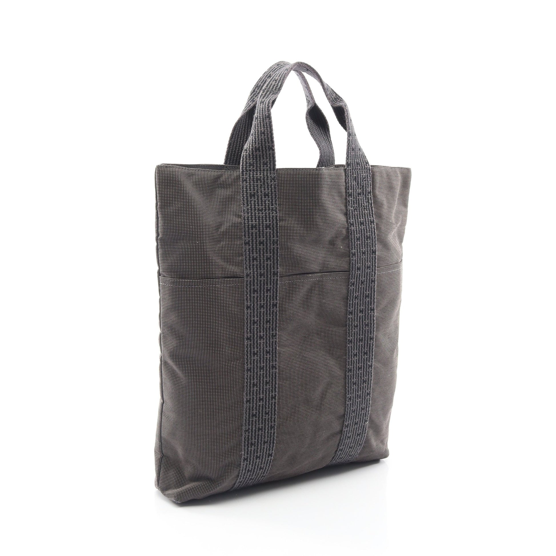 エールライン カバス ハンドバッグ トートバッグ ナイロンキャンバス ダークグレー シルバー金具 エルメス バッグ HERMES