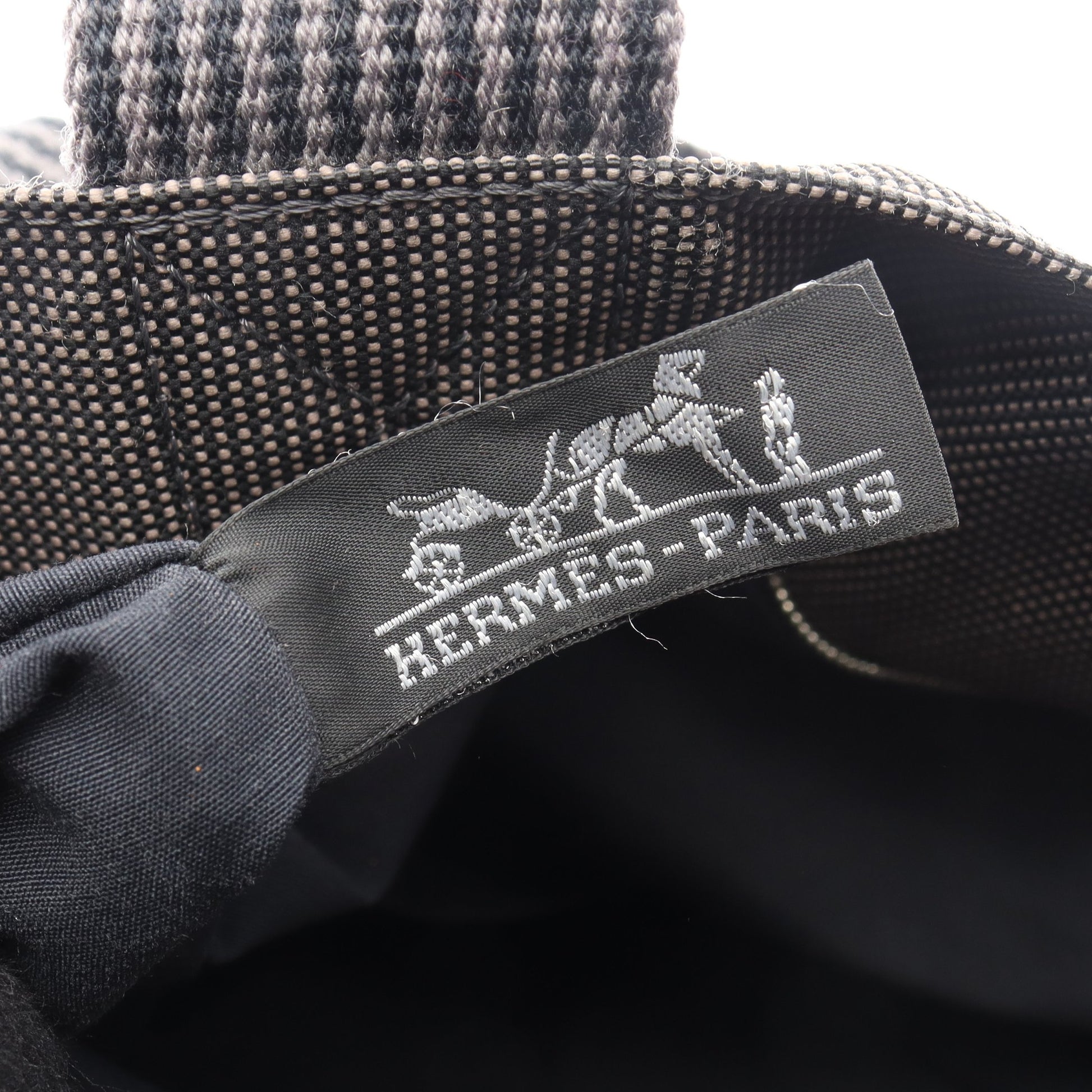 エールライン カバス ハンドバッグ トートバッグ ナイロンキャンバス ダークグレー シルバー金具 エルメス バッグ HERMES