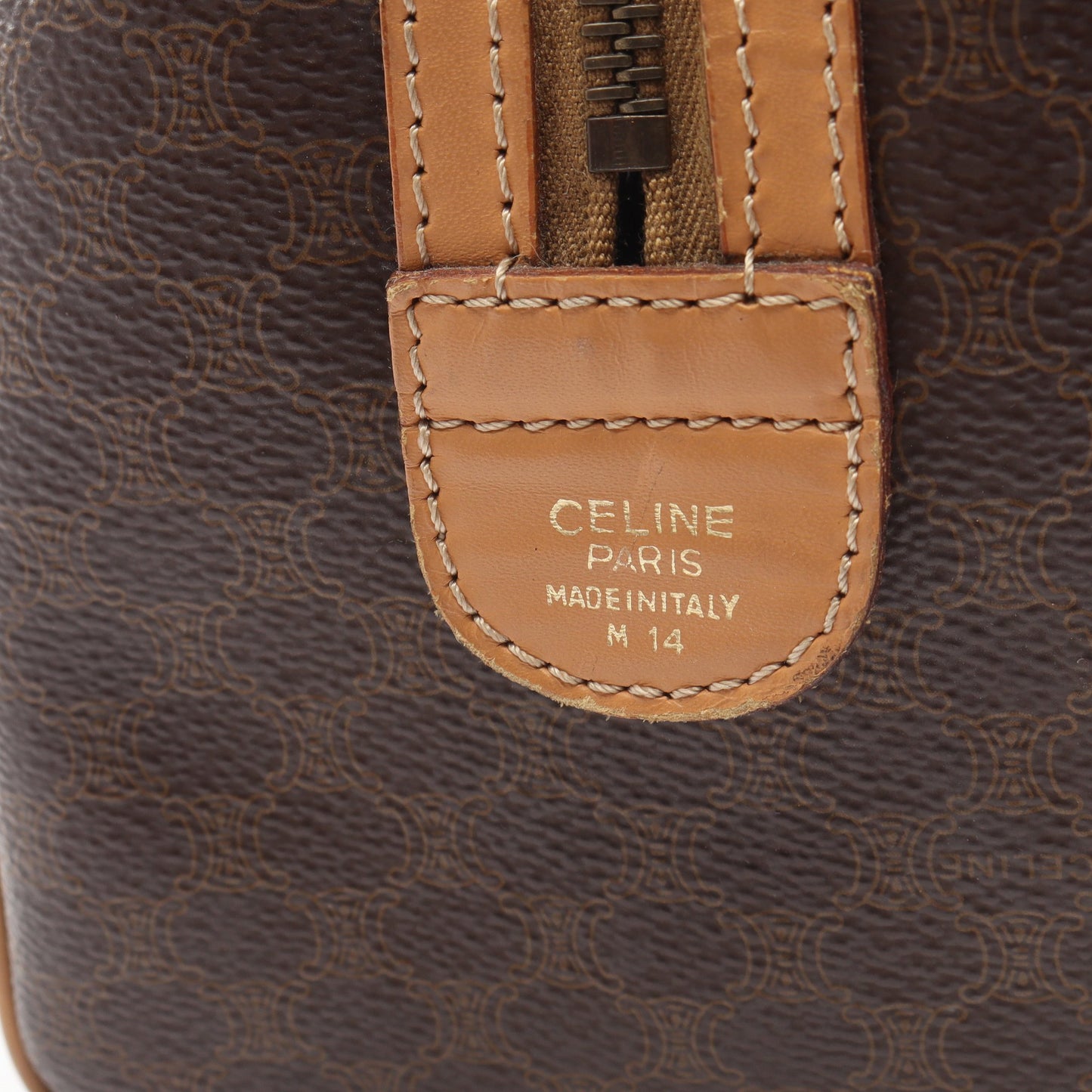 マカダム ミニボストンバッグ PVC レザー ダークブラウン ライトブラウン セリーヌ バッグ CELINE