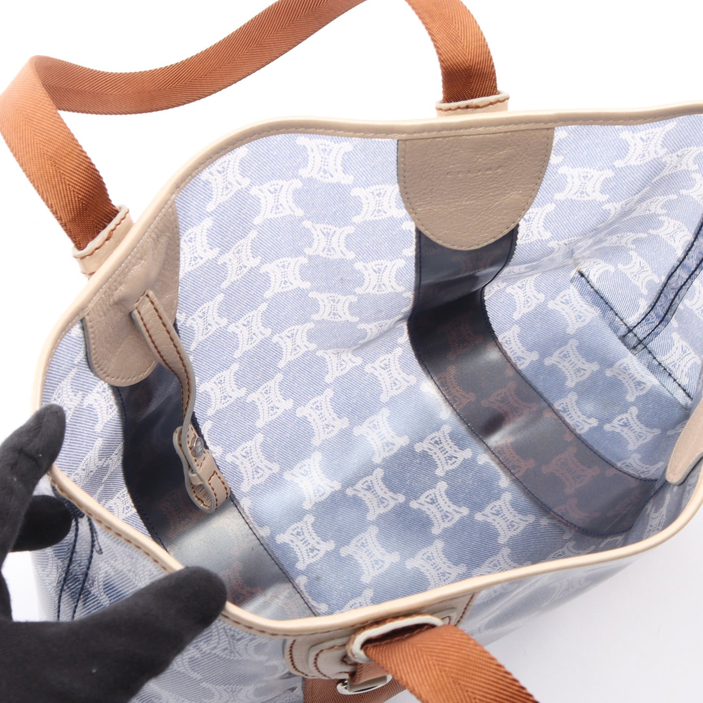 マカダム ショルダーバッグ トートバッグ ビニール レザー ネイビー ブラウン セリーヌ バッグ CELINE