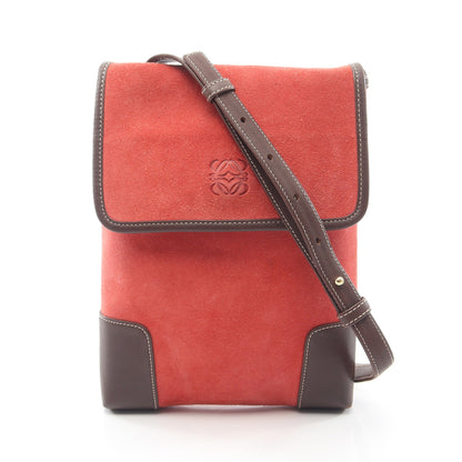 アナグラム ショルダーバッグ スエード レザー レッド ダークブラウン ロエベ バッグ LOEWE