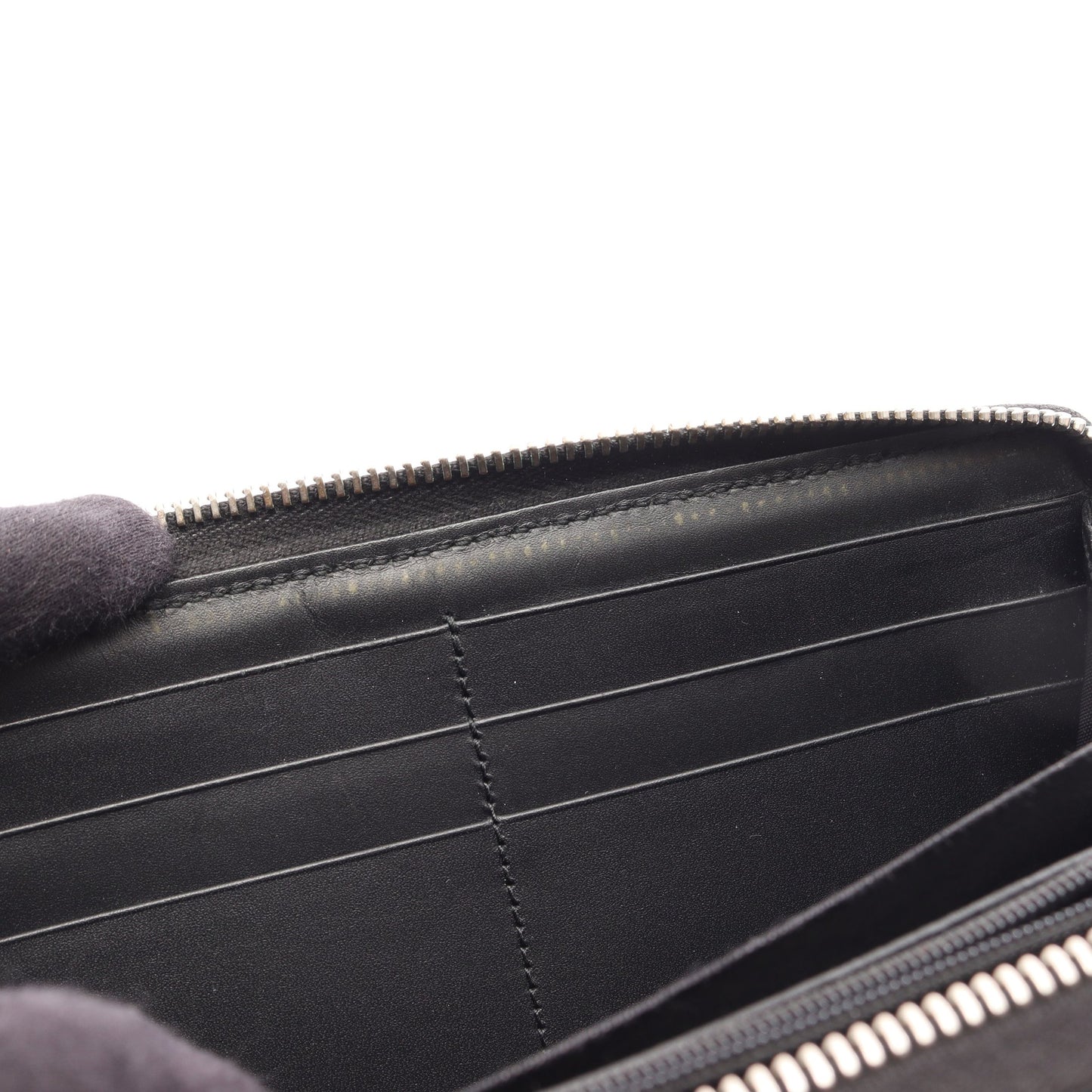 GGスプリーム ラウンドファスナー長財布 PVC レザー ブラック マルチカラー グッチ