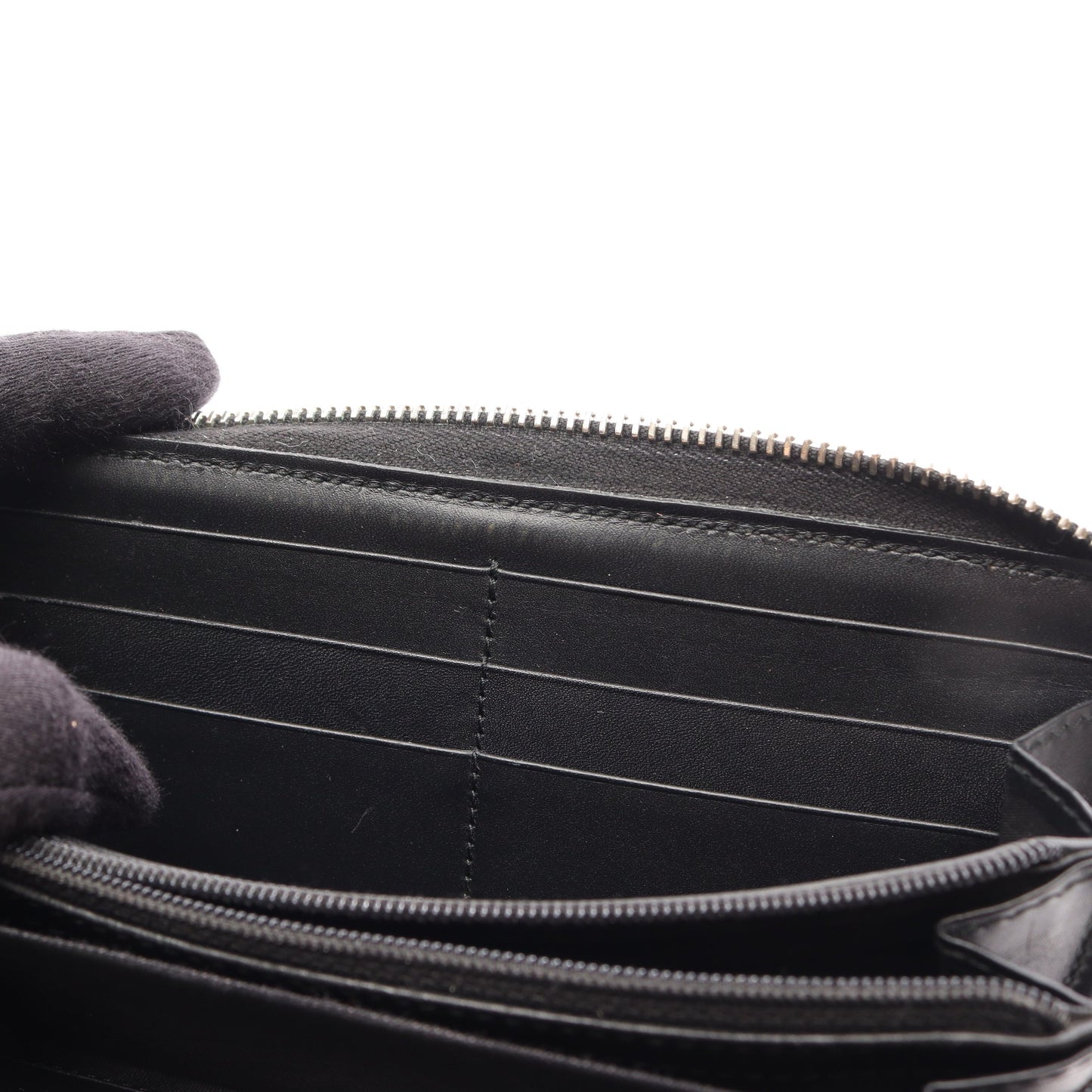 GGスプリーム ラウンドファスナー長財布 PVC レザー ブラック マルチカラー グッチ
