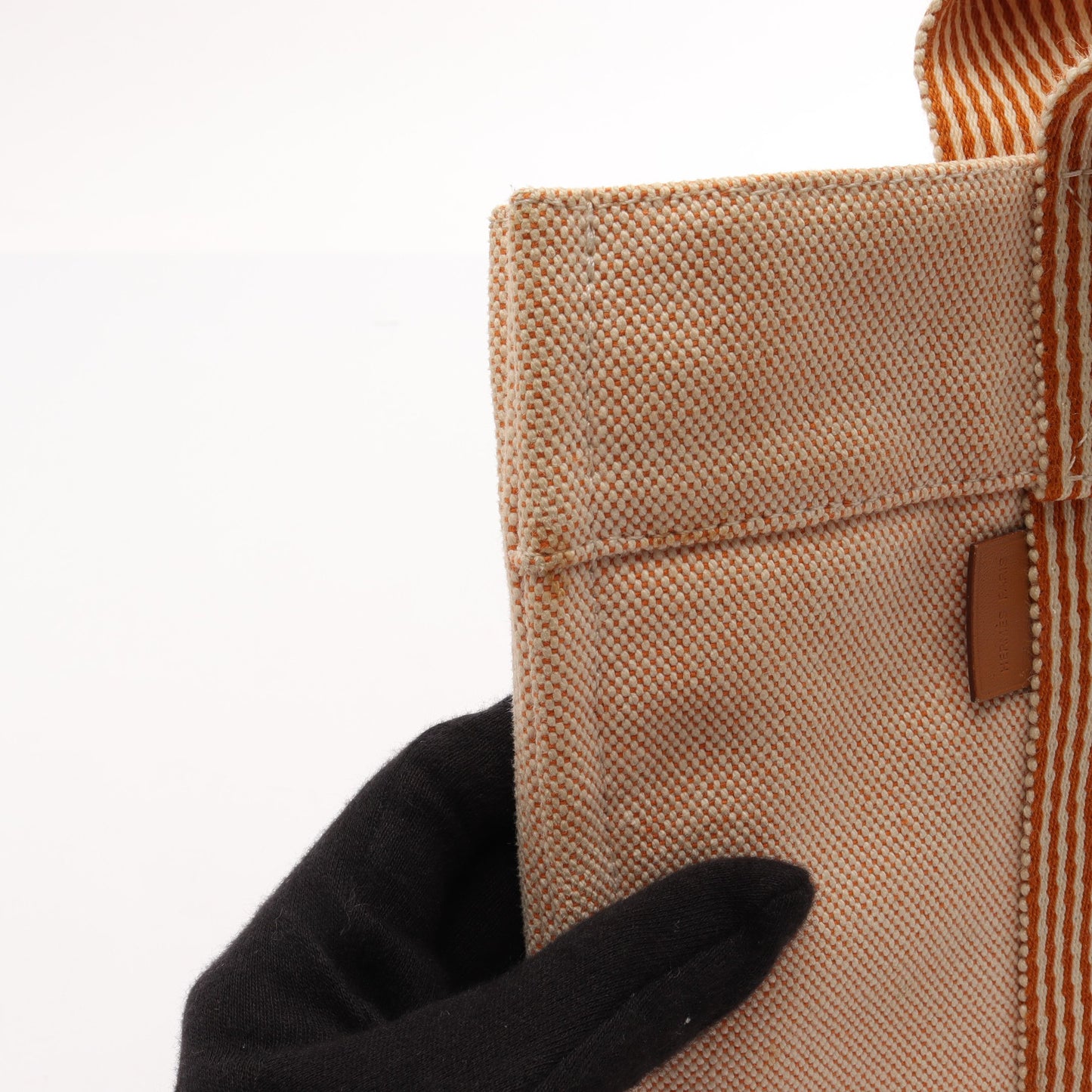 ニューフールトゥPM ハンドバッグ トートバッグ キャンパス オレンジ シルバー金具 エルメス