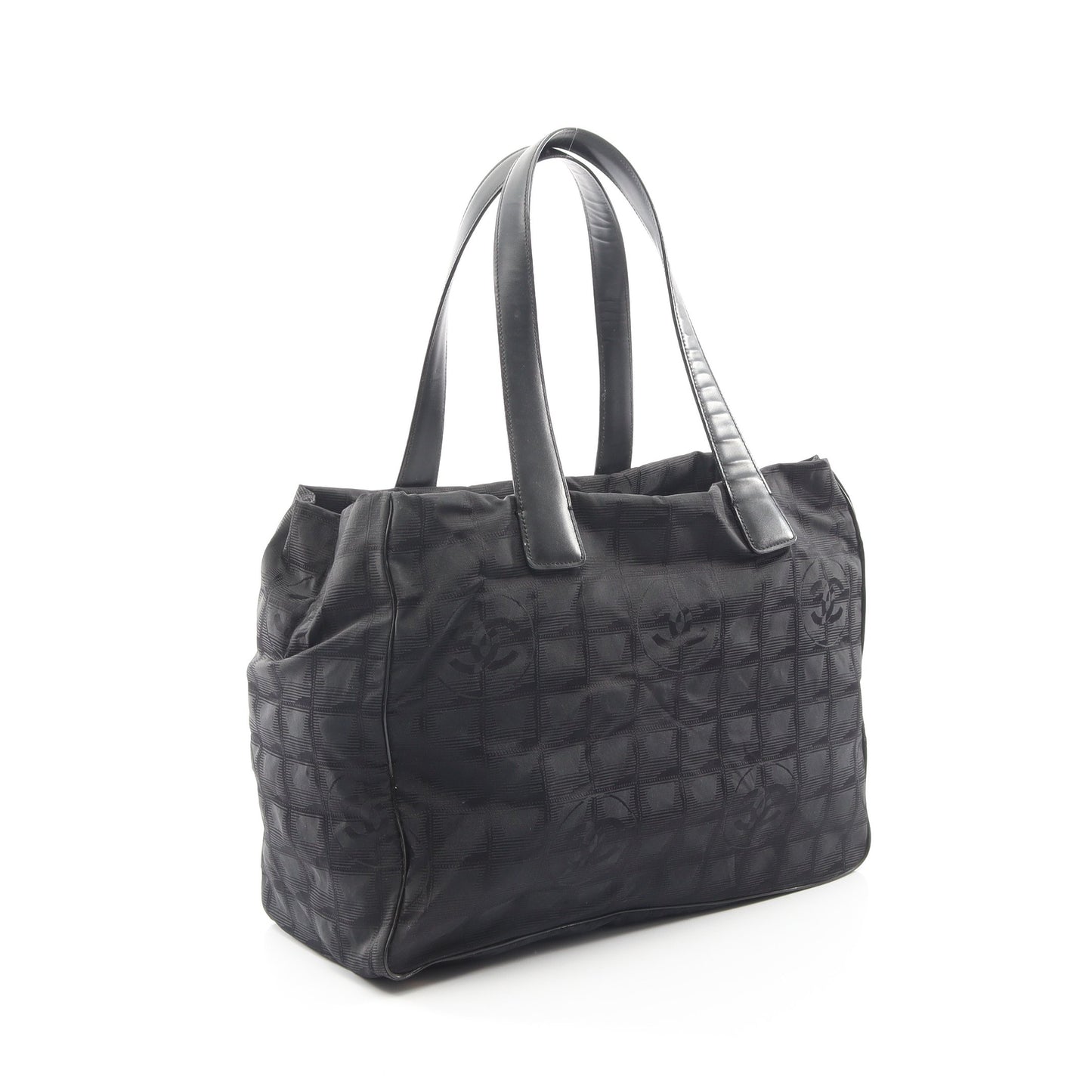 ニュートラベルラインMM ハンドバッグ トートバッグ ナイロンキャンバス レザー ブラック ゴールド金具 シャネル バッグ CHANEL