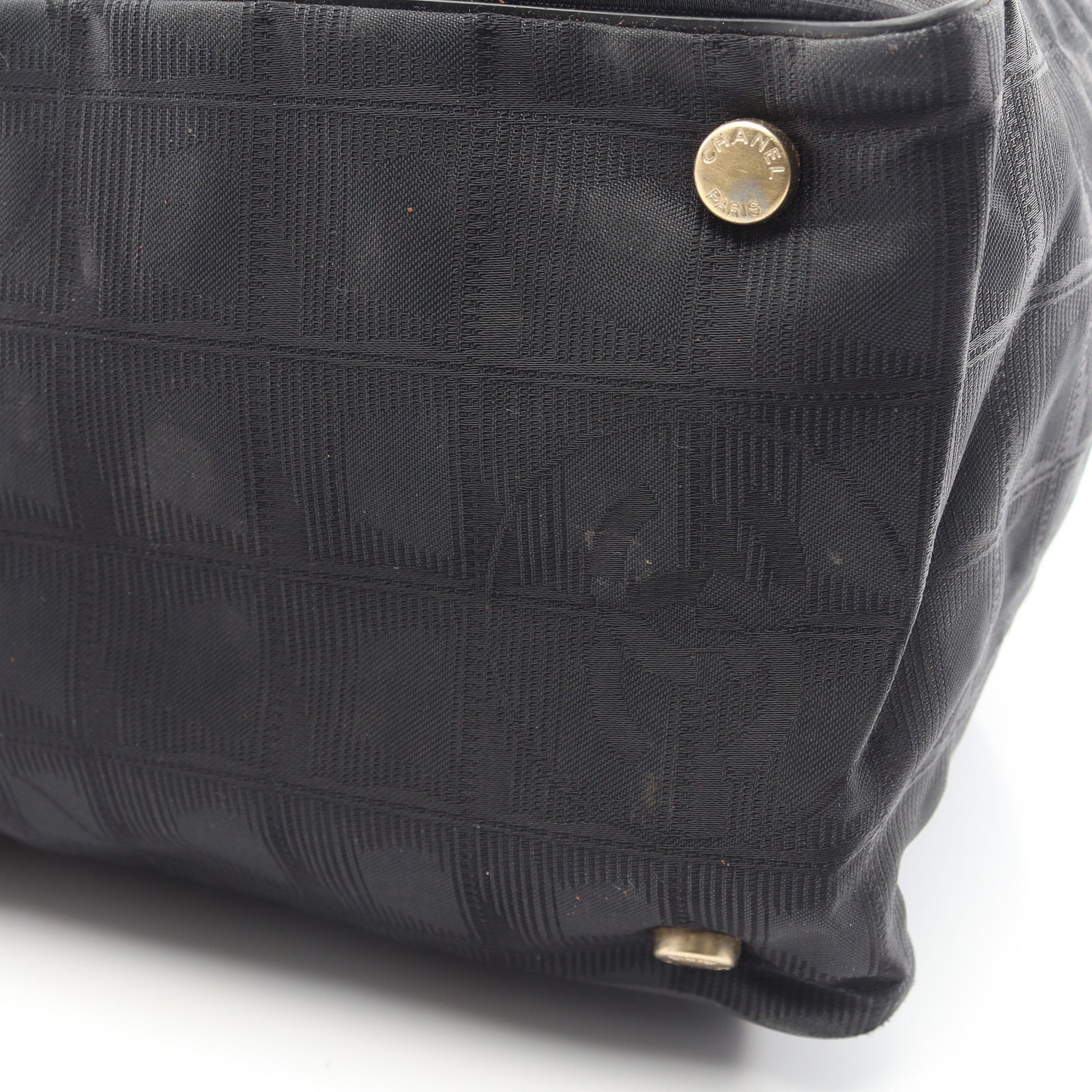 ニュートラベルラインMM ハンドバッグ トートバッグ ナイロンキャンバス レザー ブラック ゴールド金具 シャネル バッグ CHANEL