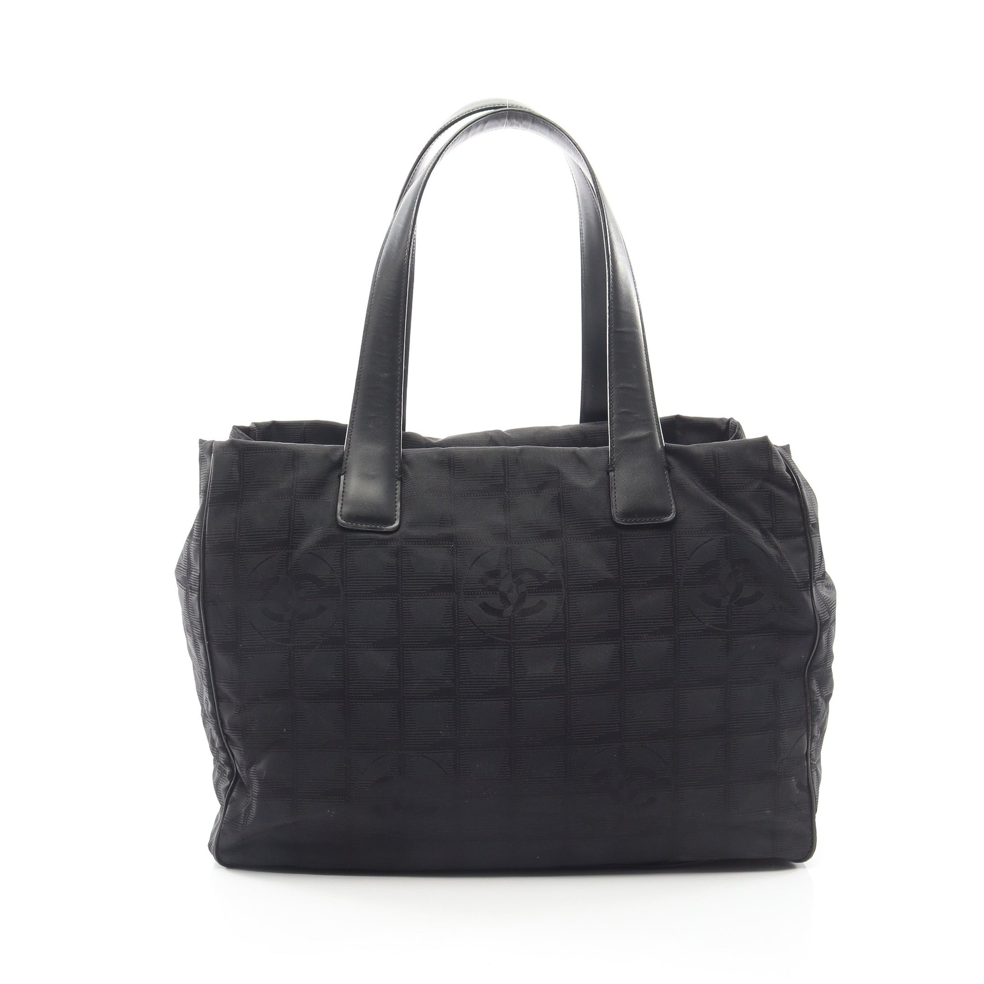 ニュートラベルラインMM ハンドバッグ トートバッグ ナイロンキャンバス レザー ブラック ゴールド金具 シャネル バッグ CHANEL