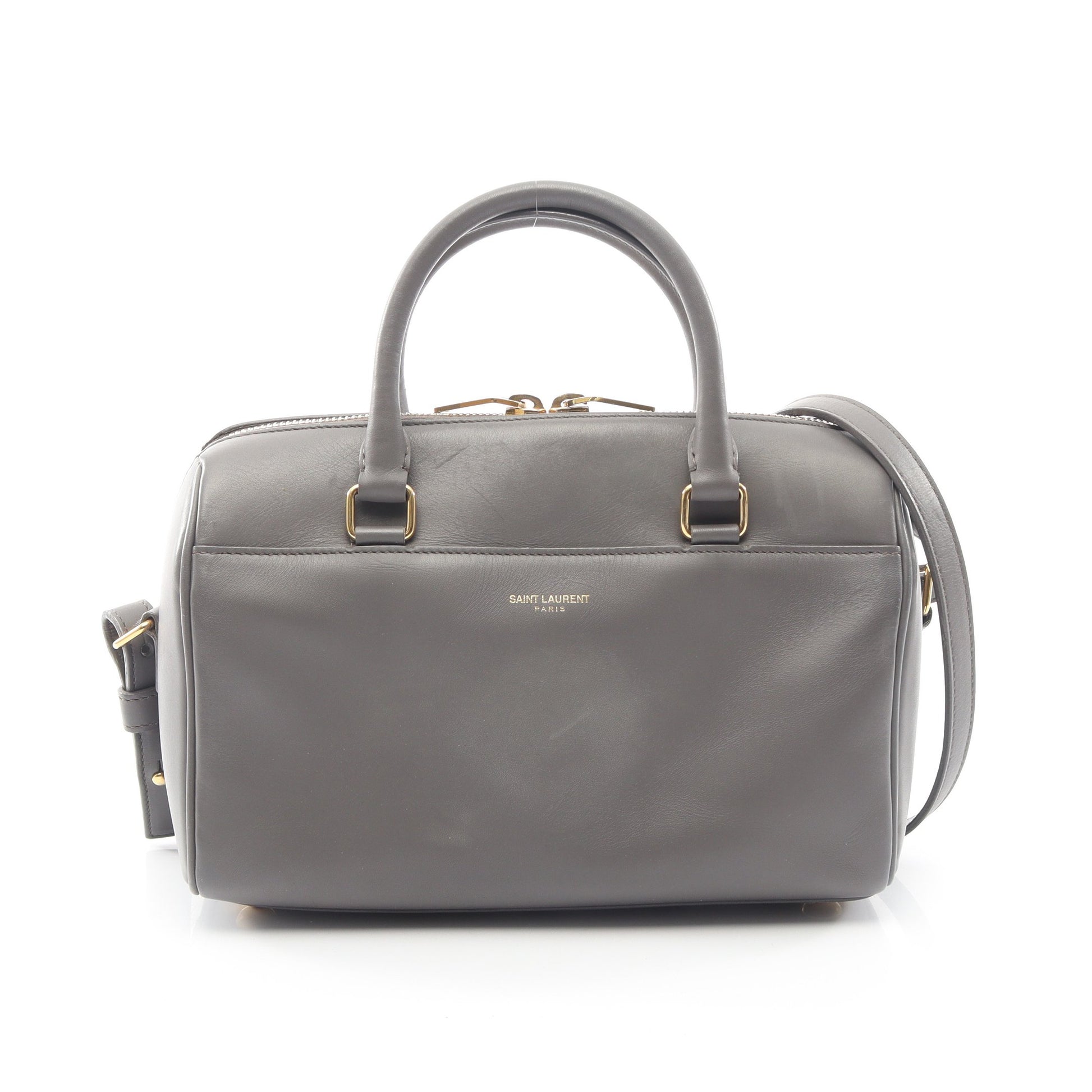 ベイビーダッフル 2WAY ハンドバッグ レザー グレー サンローランパリ バッグ SAINT LAURENT PARIS