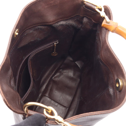 バンブー 2WAY ハンドバッグ レザー ブラウン グッチ