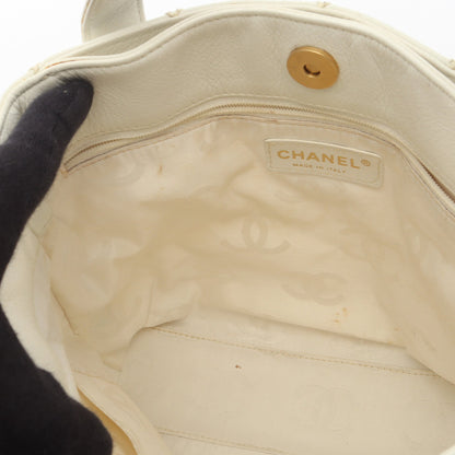 ワイルドステッチ ハンドバッグ トートバッグ レザー ホワイト ゴールド金具 シャネル バッグ CHANEL