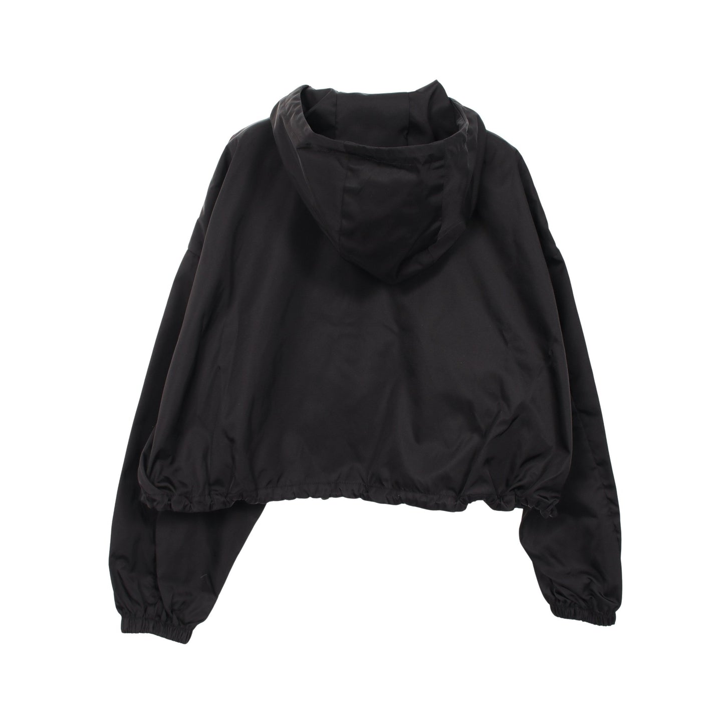 Re-Nylonトライアングルロゴ クロップド フード付き ジャケット ナイロン ブラック プラダ