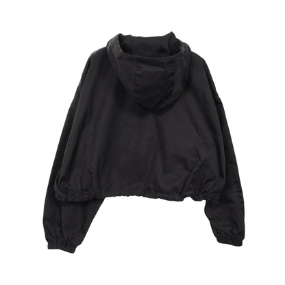 Re-Nylonトライアングルロゴ クロップド フード付き ジャケット ナイロン ブラック プラダ