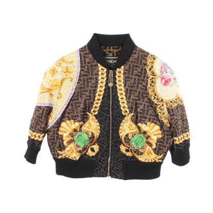 FENDI × VERSACE FENDACE ズッカ柄 ブルゾン ジャケット シルク ダークブラウン ブラック マルチカラー フェンディ