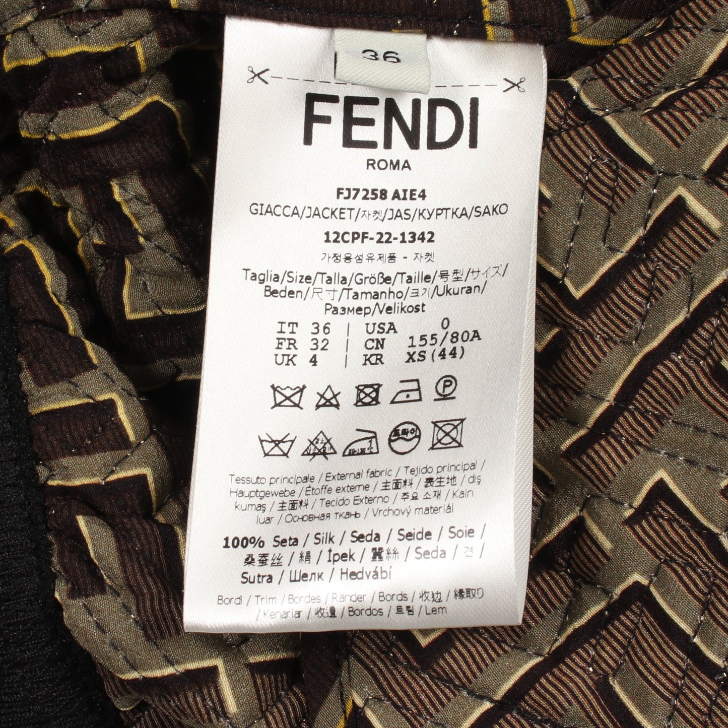 FENDI × VERSACE FENDACE ズッカ柄 ブルゾン ジャケット シルク ダークブラウン ブラック マルチカラー フェンディ