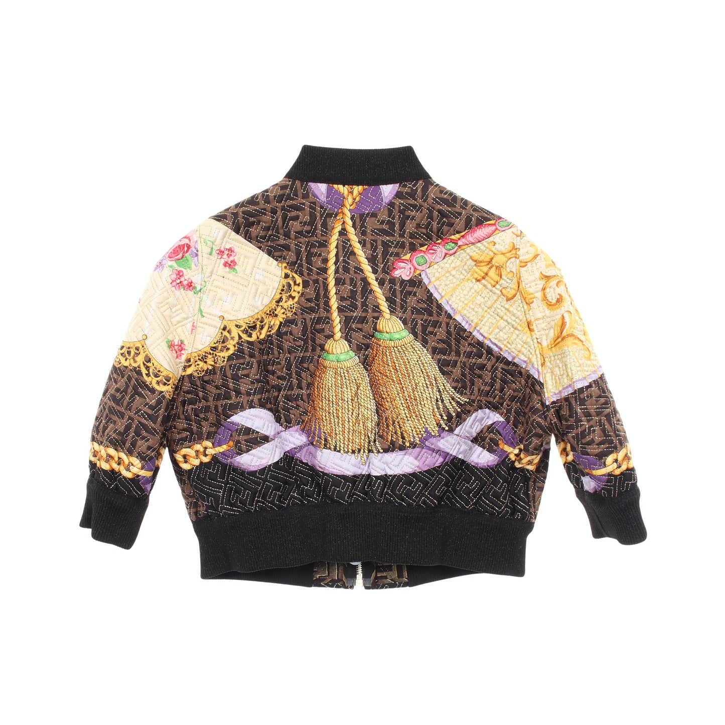 FENDI × VERSACE FENDACE ズッカ柄 ブルゾン ジャケット シルク ダークブラウン ブラック マルチカラー フェンディ