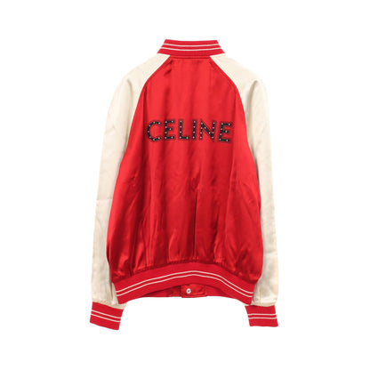 THE DANCING KID TEDDY JACKET スタジャン レーヨン レッド アイボリー セリーヌ
