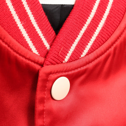 THE DANCING KID TEDDY JACKET スタジャン レーヨン レッド アイボリー セリーヌ