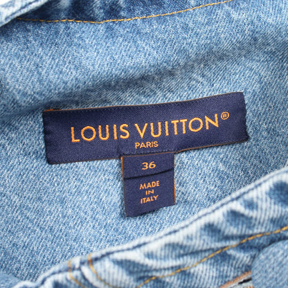 ダブルブレステッド デニムジャケット コットン ライトブルー ルイヴィトン アウター LOUIS VUITTON