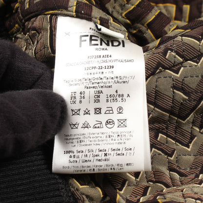 FENDI × VERSACE FENDACE ズッカ柄 ブルゾン ジャケット シルク ダークブラウン ブラック マルチカラー フェンディ