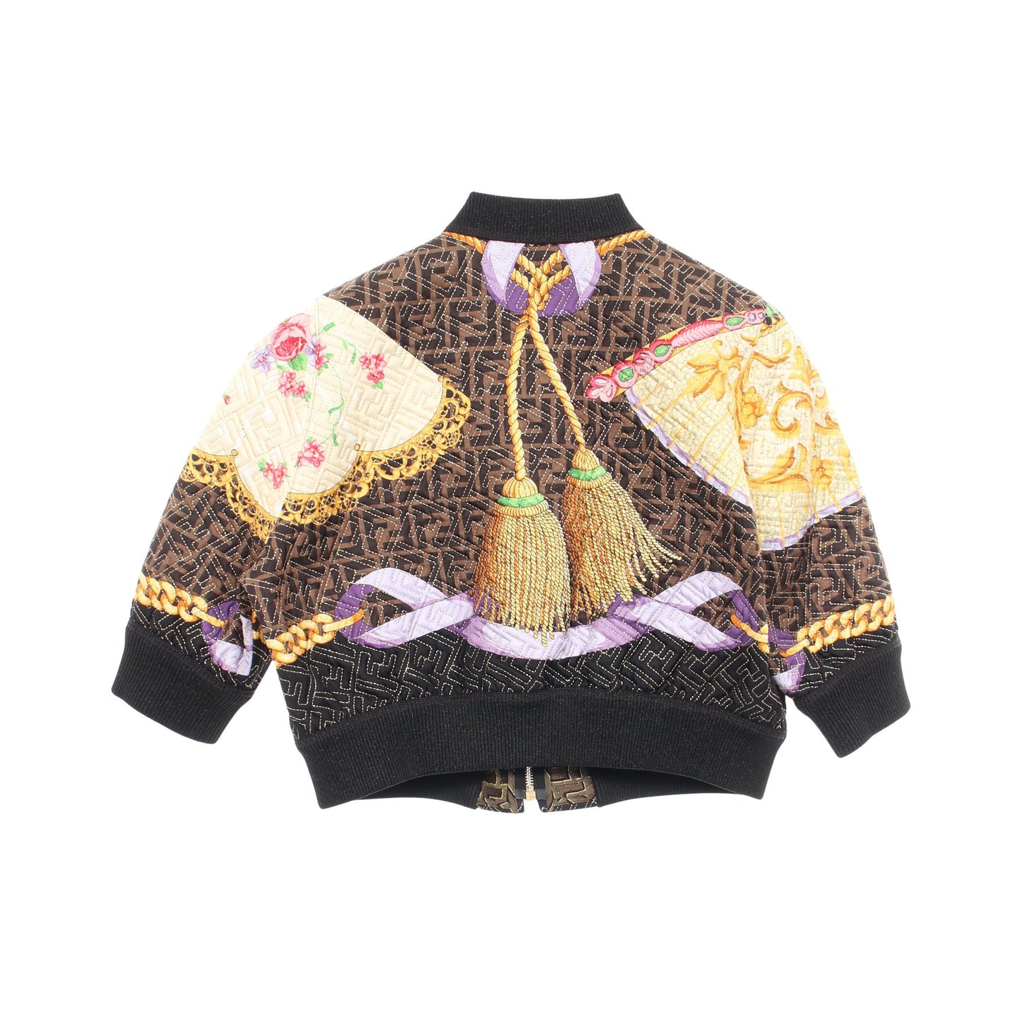 FENDI × VERSACE FENDACE ズッカ柄 ブルゾン ジャケット シルク ダークブラウン ブラック マルチカラー フェンディ