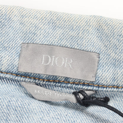 DIOR × KENNY SCHARF ロゴ刺繍 デニムジャケット コットン ブルーグレー ディオール