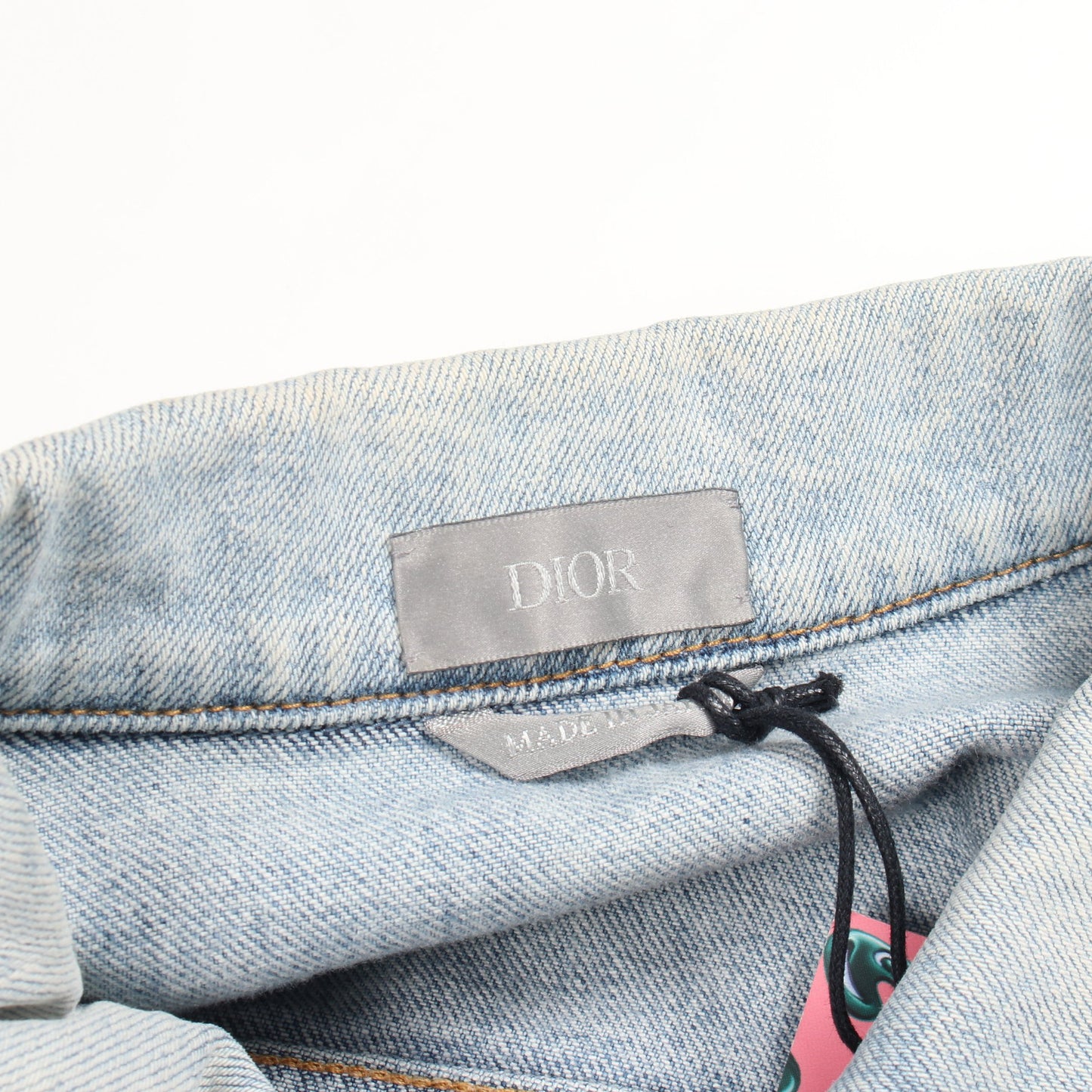 DIOR × KENNY SCHARF ロゴ刺繍 デニムジャケット コットン ブルーグレー ディオール