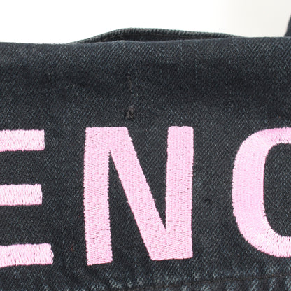 バックロゴ刺繍 オーバーサイズ デニムジャケット コットン ブラック バレンシアガ