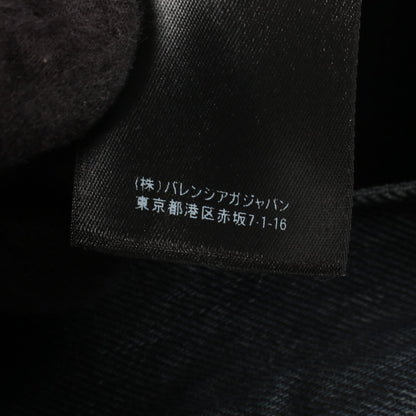 バックロゴ刺繍 オーバーサイズ デニムジャケット コットン ブラック バレンシアガ
