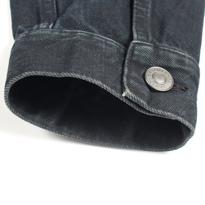 バックロゴ刺繍 オーバーサイズ デニムジャケット コットン ブラック バレンシアガ