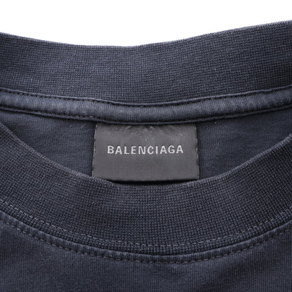25SS スパイラルクレスト ミディアムフィット ヴィンテージ加工 半袖Tシャツ コットン ブラック マルチカラー バレンシアガ
