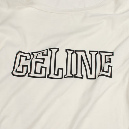 フェイクレイヤード ロゴ ボーダー 長袖Tシャツ コットン ホワイト レッド ブラック セリーヌ