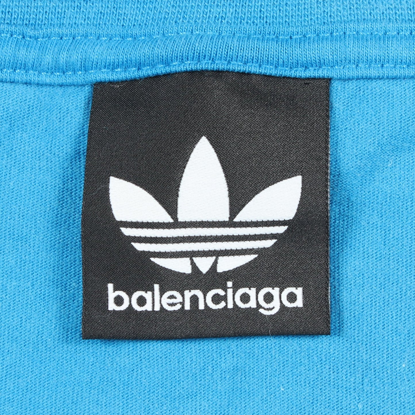 BALENCIAGA × adidas ロゴ刺繍 半袖Tシャツ コットン ライトブルー バレンシアガ