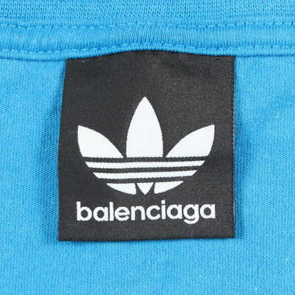 BALENCIAGA × adidas ロゴ刺繍 半袖Tシャツ コットン ライトブルー バレンシアガ