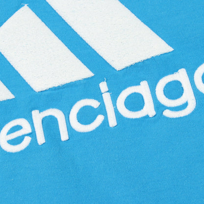 BALENCIAGA × adidas ロゴ刺繍 半袖Tシャツ コットン ライトブルー バレンシアガ