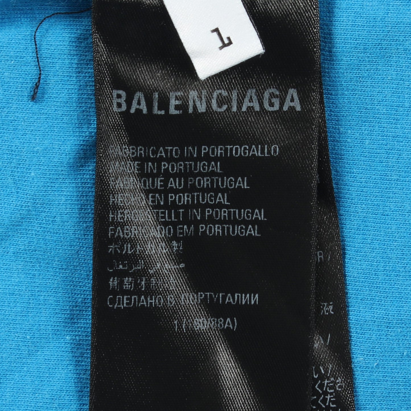 BALENCIAGA × adidas ロゴ刺繍 半袖Tシャツ コットン ライトブルー バレンシアガ