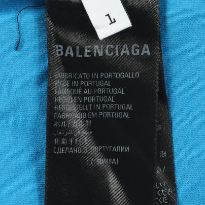 BALENCIAGA × adidas ロゴ刺繍 半袖Tシャツ コットン ライトブルー バレンシアガ
