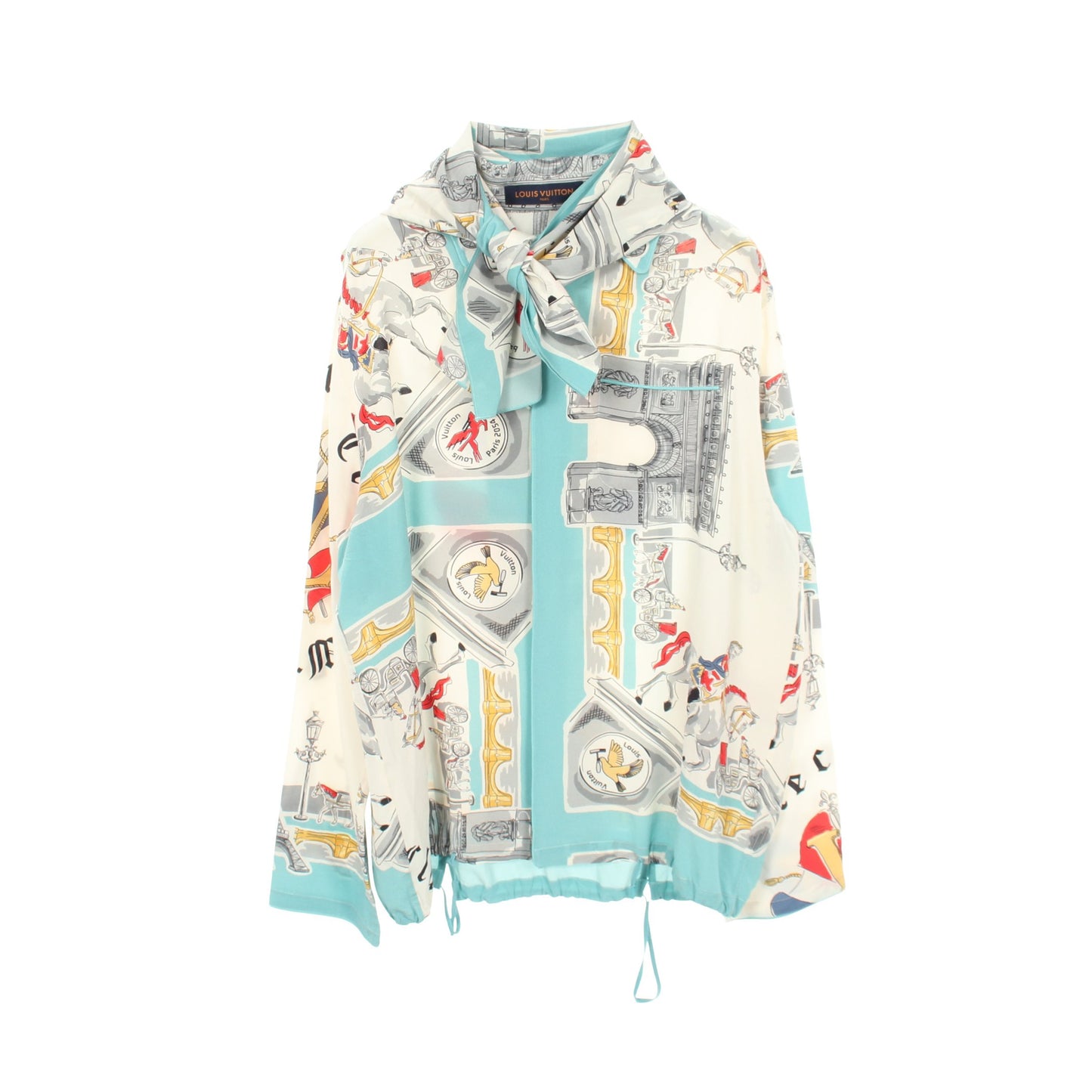 Hooded Pyjama Shir パジャマ シャツ シルク オフホワイト ライトブルー マルチカラー ルイヴィトン