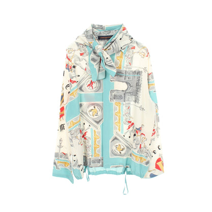 Hooded Pyjama Shir パジャマ シャツ シルク オフホワイト ライトブルー マルチカラー ルイヴィトン