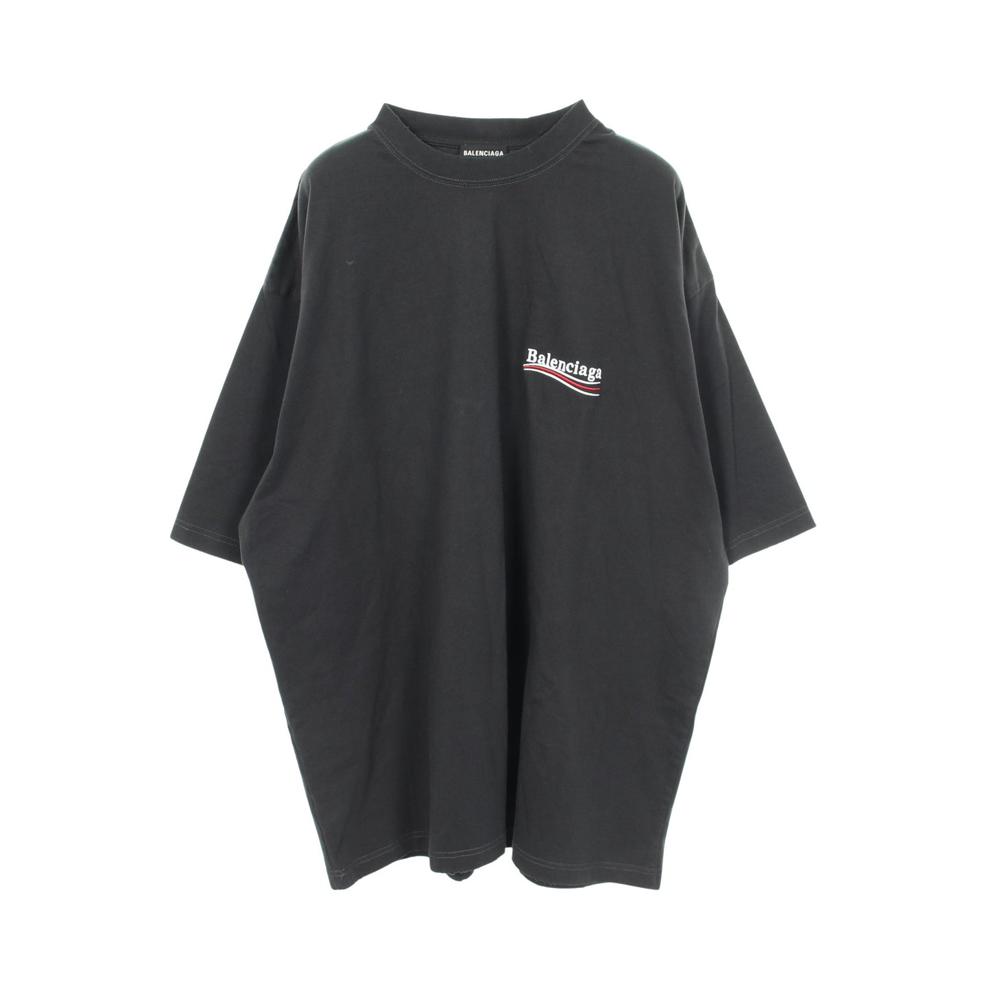 Political Campaign ダメージ加工 半袖Tシャツ コットン ブラック バレンシアガ