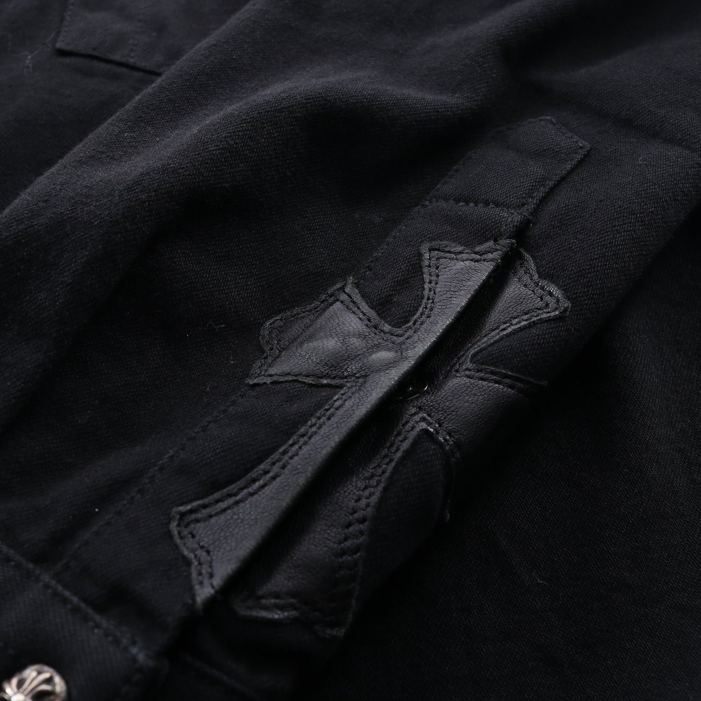 クロスボールボタン クロスパッチ ウェスタンシャツジャケット シャツ コットン ブラック クロムハーツ トップス Chrome Hearts