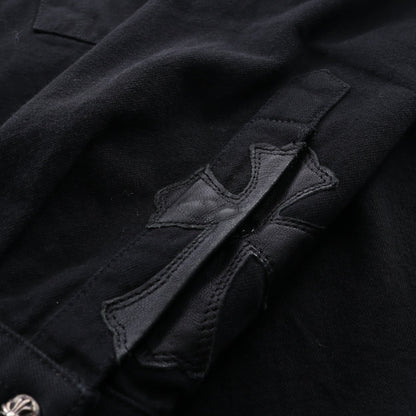 クロスボールボタン クロスパッチ ウェスタンシャツジャケット シャツ コットン ブラック クロムハーツ トップス Chrome Hearts