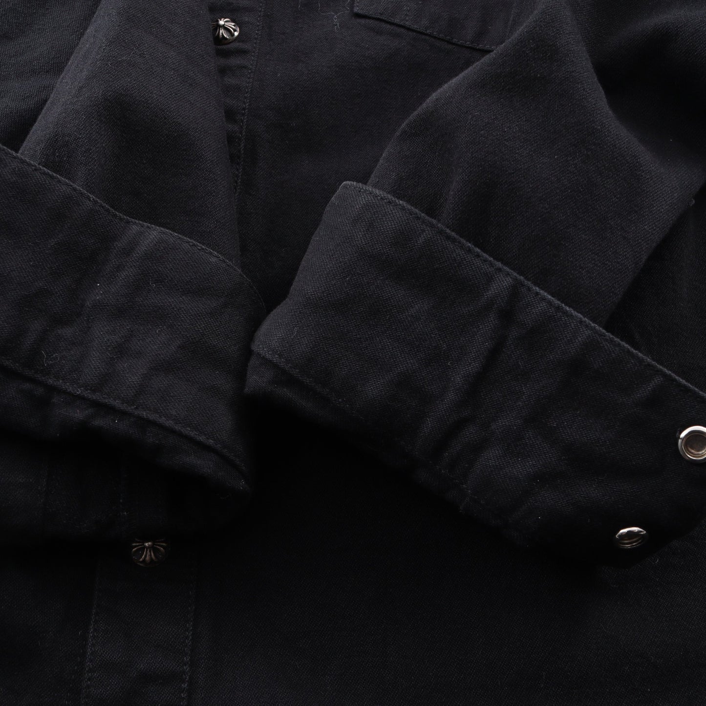 クロスボールボタン クロスパッチ ウェスタンシャツジャケット シャツ コットン ブラック クロムハーツ トップス Chrome Hearts