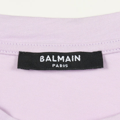 ロゴ クロップド丈 半袖Tシャツ コットン ライトパープル バルマン