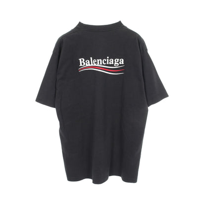 キャンペーンロゴ刺繍 ダメージ加工 半袖Tシャツ コットン ブラック バレンシアガ