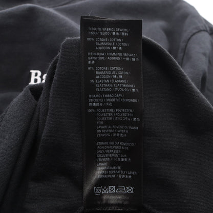 キャンペーンロゴ刺繍 ダメージ加工 半袖Tシャツ コットン ブラック バレンシアガ