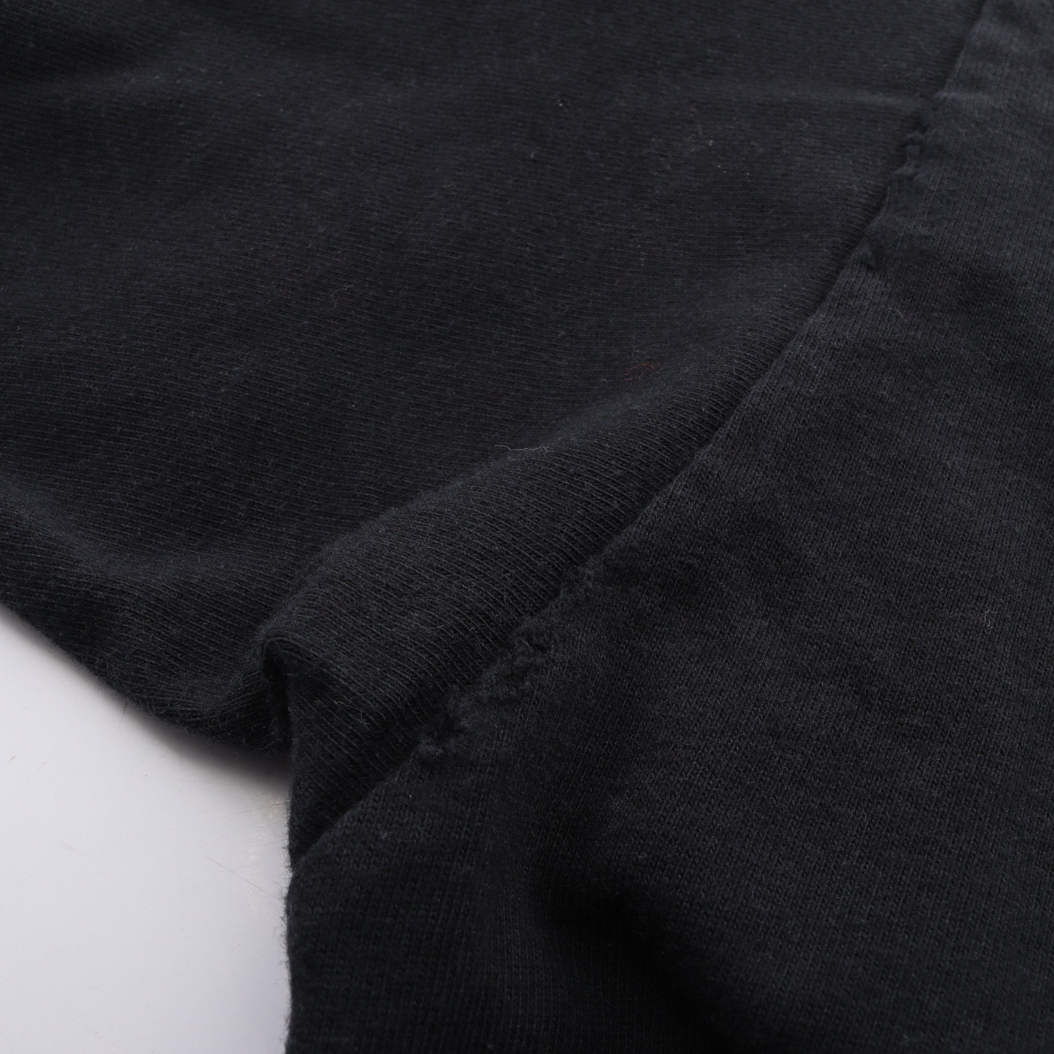 キャンペーンロゴ刺繍 ダメージ加工 半袖Tシャツ コットン ブラック