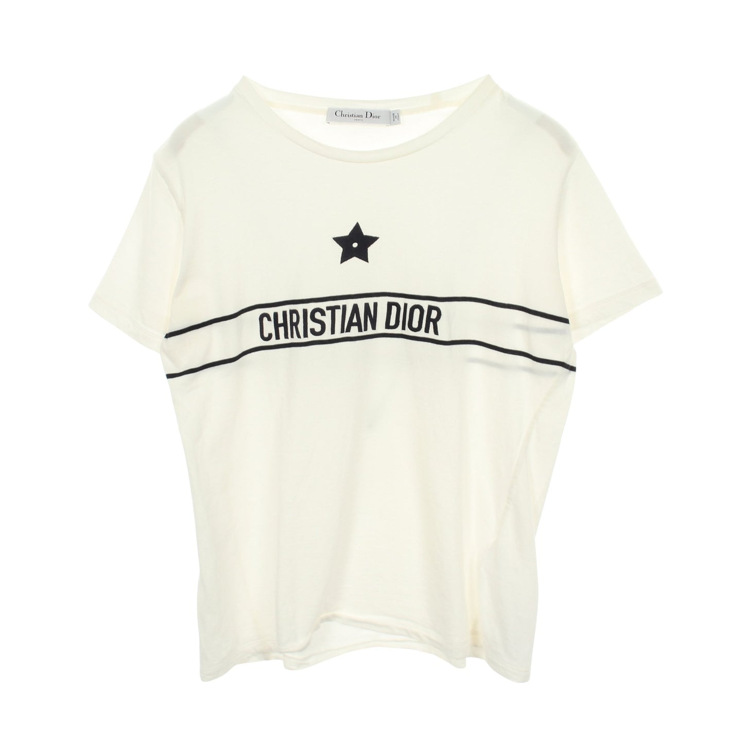 ロゴ エンブロイダリー 半袖Tシャツ コットン ホワイト ネイビー クリスチャンディオール